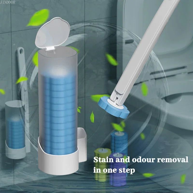 Disposable Toilet Brush Replacement Heads – Long Handle Bathroom Cleaner Set