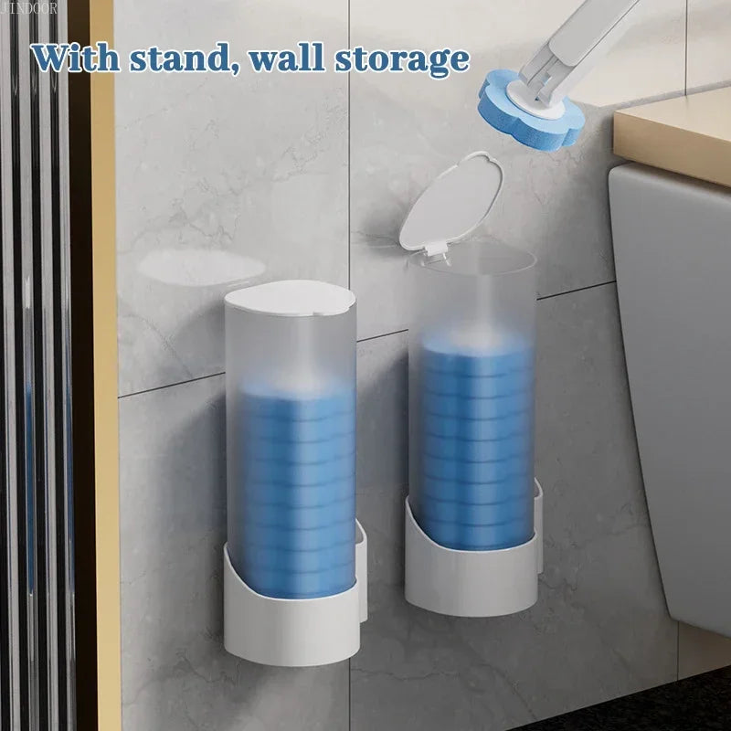Disposable Toilet Brush Replacement Heads – Long Handle Bathroom Cleaner Set
