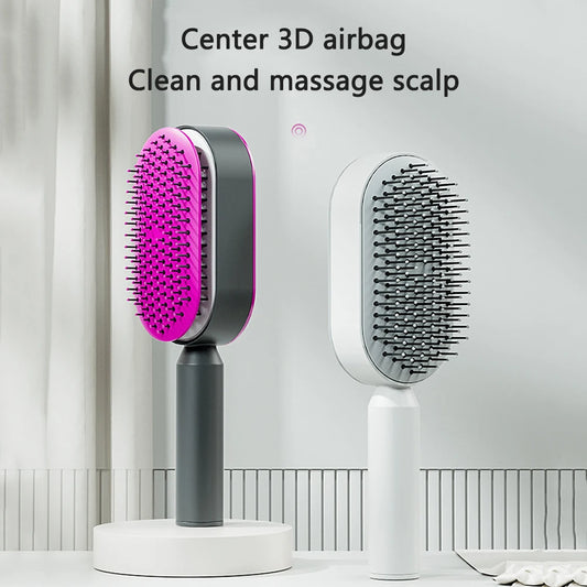 Self-Cleaning Hair Brush – One-Click Scalp Massage Comb for Hair Care & Anti-Static Styling