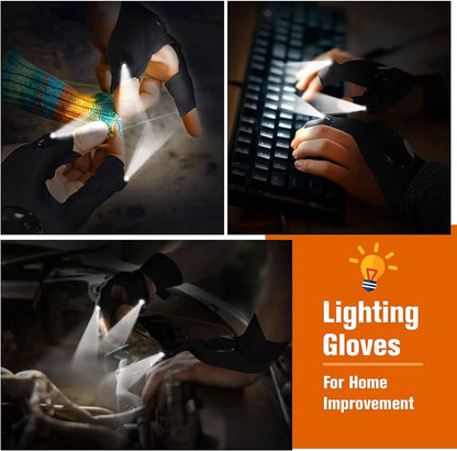 LED Fingerless Gloves – Waterproof, Durable & Hands-Free Flashlight for Night Fishing, Cycling & Outdoor Activities