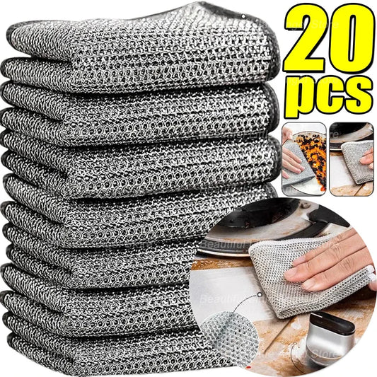 20PCS Heavy-Duty Steel Wire Cleaning Cloth – Non-Scratch & Ultra-Durable Kitchen Scrubber