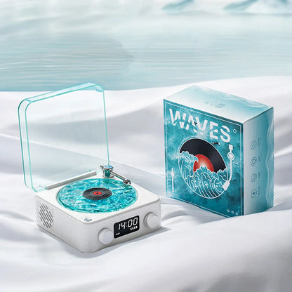 Waves Vinyl Player Bluetooth Speaker with Retro Turntable Design