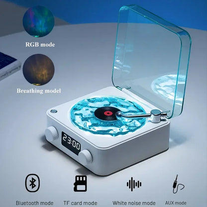 Waves Vinyl Player Bluetooth Speaker with Retro Turntable Design