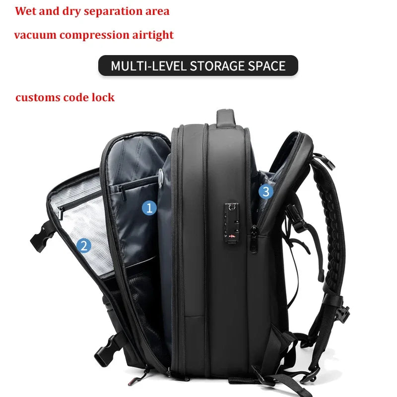 Expandable 17-Inch Vacuum Compression Laptop Backpack – Large Capacity Travel & Business Bag